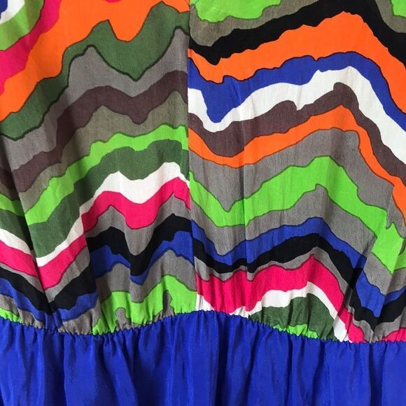 Petticoat Alley Silk Medium Vibrant Chevron Sleeveless Dress Spring Summer - Picture 2 of 5
